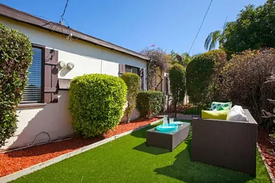 a small garden with green grass and bushes at Old Town 1BR Short Drive to Downtown and Beaches 84 in San Diego