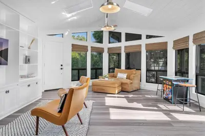 a living room with a couch and a table at Upscale 4BR Retreat near Monserate Winery Pool Spa in Fallbrook