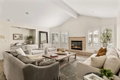 a living room with couches and a fireplace at Casa Verde Wine Country Estate w Pickleball Casita in Temecula