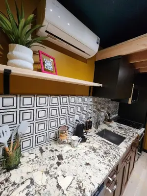 a kitchen with a sink and a counter top at Events Allowed: Sunny Villa| Lake| Trails| Beach in La Mesa