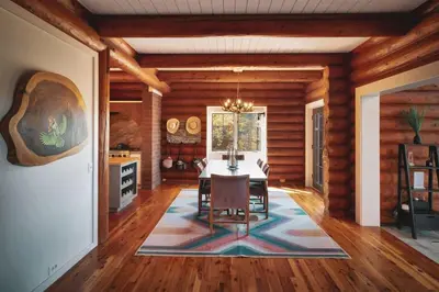 a dining room with a table and a kitchen at Japatul House w Pool & Spa 5 Star Google Reviews in Alpine