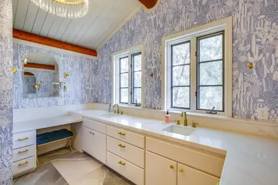 a bathroom with a sink and a mirror at Japatul House w Pool & Spa 5 Star Google Reviews in Alpine