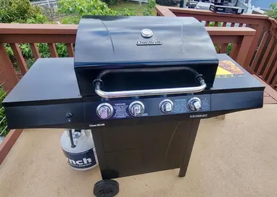 a grill sitting on top of a table at Westinghouse Park Retreat Decks, BBQ, Fire Pits in San Diego