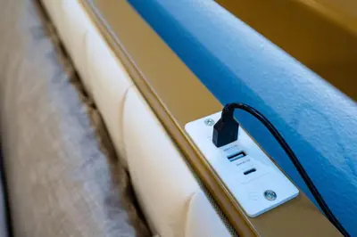 a charger on the side of a suitcase at Entire Private Home with 3 Bedrooms 3 Bathrooms, House with Yard, King Bed, Prime Location, Available Now in San Diego