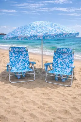 two chairs under an umbrella on the beach at Ocean-View, Deck, Steps to Beach Dining and More in Solana Beach