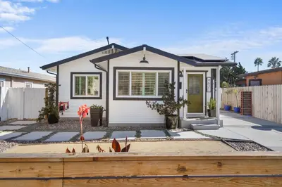 a small white house with a fence at Renovated 3BR House with Heated Pool and Backyard Oasis in San Diego
