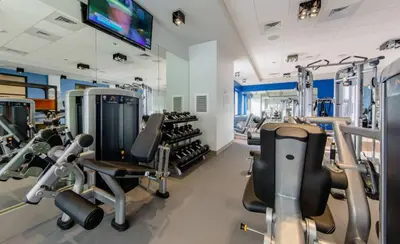 a gym with several treadmills and cardio equipment at Marriott Vacation Club San Diego Studio Apartment with Resort Access in San Diego