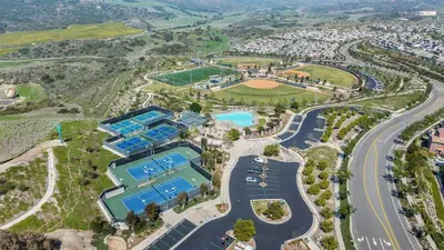 an aerial view of a resort with a pool at Luxury Oasis Resort Pool&Spa Fitness Arcade in Ladera Ranch