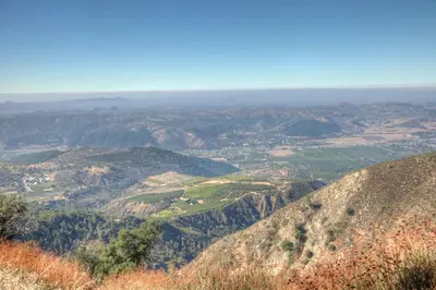 a view of a valley from the top of a mountain at Group Bunkhouse Sleeps 12 Mountain Views in Palomar Mountain