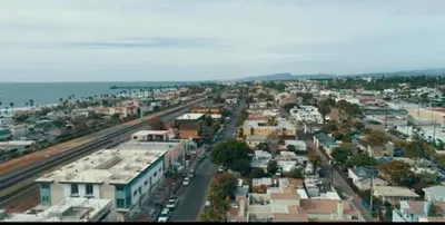 an aerial view of a city with the ocean at Retro Star-Wagon, Ocean Breez at Studios in Oceanside