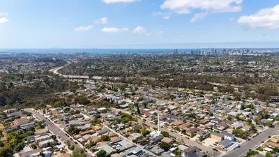 an aerial view of a city with buildings at Cozy Pet Friendly Escape with Outdoor Dining in San Diego