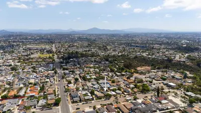an aerial view of a city with houses at Cozy Pet Friendly Escape with Outdoor Dining in San Diego