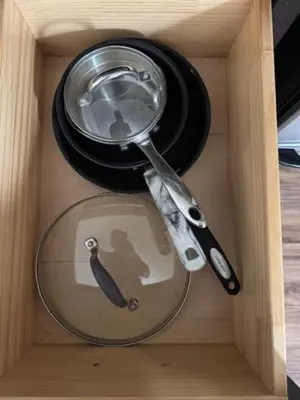 a wooden box with a utensil and a spoon at Walk everywhere heart Gaslamp in San Diego