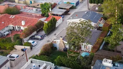an aerial view of a small city with houses at Seahorse Cottage in Secret Garden Sanctuary in San Diego