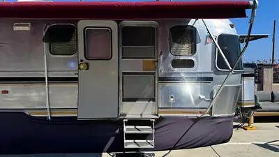 a close up of the door of a trailer at Retro Star-Wagon, Ocean View at Studios in Oceanside