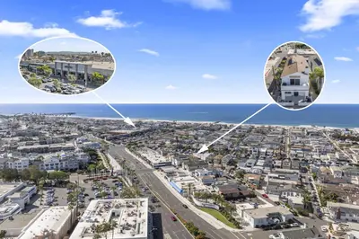 three views of the city of corpusibel and the ocean at Steps to Lido Village and the Marina Heart of Lido Island 2 Car Garage in Newport Beach