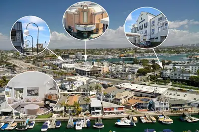 a collage of photos of a harbor with boats at 4 Car Parking Steps 2 Lido Village Marina Phenomenal Location in Newport Beach