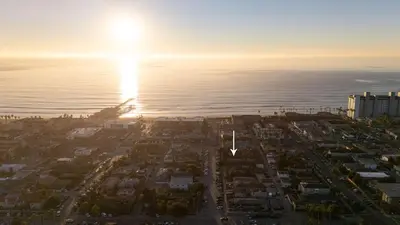 an aerial view of a city and the ocean at Walk to Beach Walk to hot spots Villa in San Diego