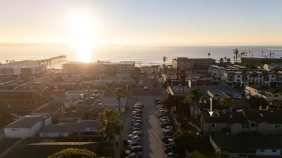 an aerial view of a city with the ocean at Walk to Beach Walk to hot spots Villa in San Diego