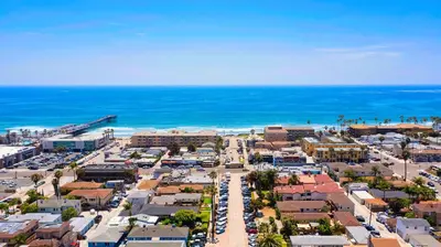 an aerial view of a city with the ocean at Steps tp beach Prime location Villa in San Diego