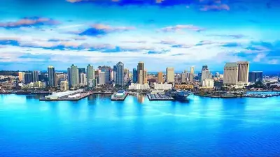 a view of a city from the water at Gaslamp Loft Escape Sleeps 7 in Style in San Diego