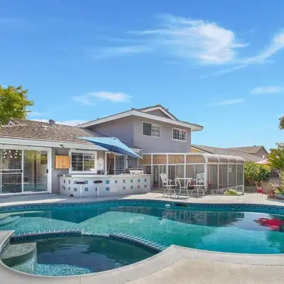 Charming Villa with Backyard Oasis Close to Beach