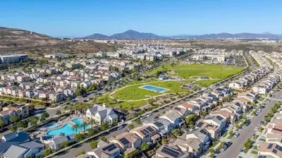an aerial view of a city with a resort at 4 Bed Large House in San Diego Amazing Amenities in Chula Vista