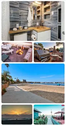 a collage of photos with a beach and a house at Mission Beach Suite Parking Steps 2 Ocean in San Diego