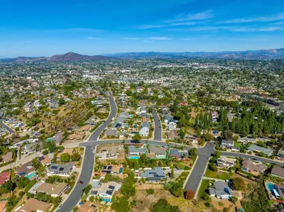 an aerial view of a city with a road at Family Hilltop luxe retreat with breathtaking views in La Mesa