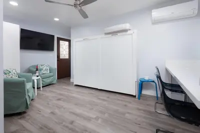 a room with a large white door in a room at Charming Private Mission Bay Studio 2 in San Diego
