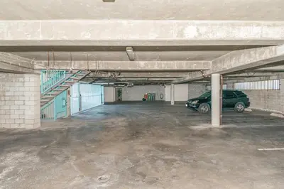 a parking garage with a car parked in it at 152-6 S Pacific Fantastic Ocean View in Oceanside