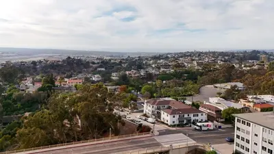 an aerial view of a city with a street at Bridgeview Retreat Near Balboa Park in San Diego