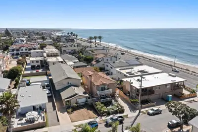an aerial view of a city and the ocean at Hot Tub Ocean Views 3 Bedroom Private Home in Carlsbad