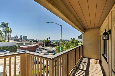 a balcony with a view of a city at Little Italy Apt in San Diego