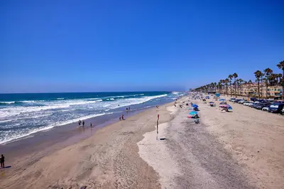 a beach with a crowd of people and the ocean at 4P-201 Ocean View Steps to Beach in Oceanside