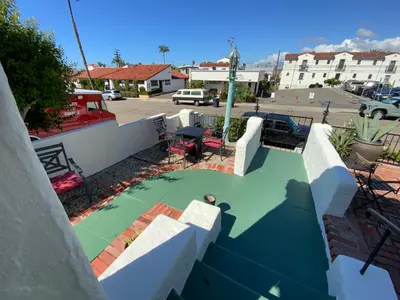 a view of a tennis court in a yard at Casa Cabrillo in San Clemente