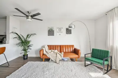 a living room with a couch and two chairs at Modern 1BD in La Jolla Mountain City Views Free Parking in San Diego
