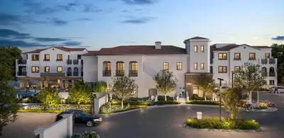 a rendering of a large white building with a parking lot at Landing Stylish 1BD Yoga Studio Game Room in Murrieta