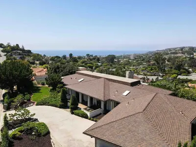 an aerial view of a house with a roof at Spacious 4BD, La Jolla, Ocean Views, Jacuzzi in San Diego