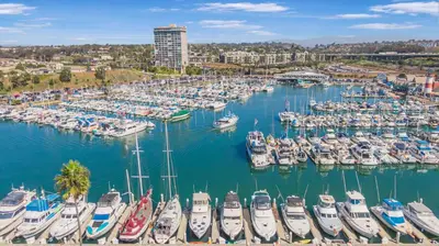 an aerial view of a marina with boats at Marina Del Mar 203A in Oceanside