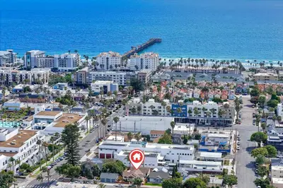 an aerial view of a city next to the ocean at Monarch Cove - Unit C For 4ppl in Oceanside