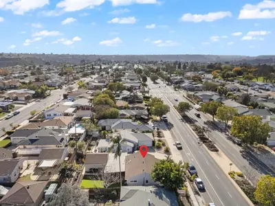 an aerial view of a town with houses and a street at The Mosaic by Coastline Vacation Rentals in San Diego