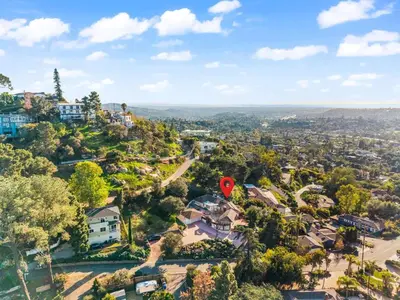 an aerial view of a suburb with a red balloon at Sunset Summit by Coastline Vacation Rentals in La Mesa