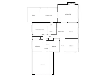 a floor plan of a house at Entire Private Home with 3 Bedrooms 2 Bathrooms, Gated Yard, Garage, Hot Tub, 4-Beds, Golf, Mira Mesa, Available Now in San Diego