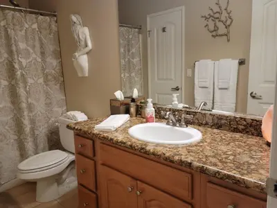 a bathroom with a sink and a toilet at Outstanding condo with great amenities in La Mesa
