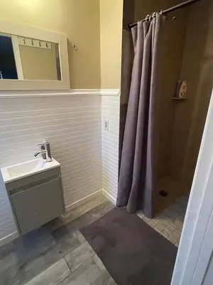 a bathroom with a sink and a shower at Large Group getaway to all of San Diego's Best in La Mesa