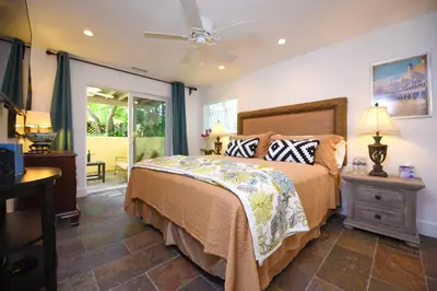 a bedroom with a bed and a ceiling fan at 4 Bdr 2 Bth in heart of Hilcrest 10 minutes from balboa park in San Diego