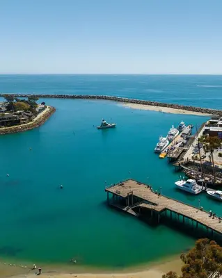 an aerial view of a harbor with boats in the water at Blue Lantern Inn, A Four Sisters Inn in Dana Point