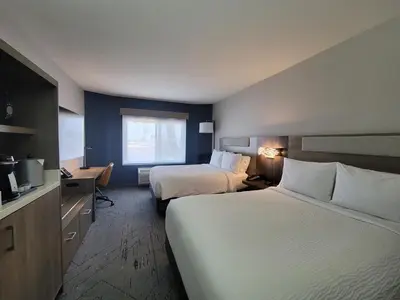 a hotel room with two beds and a window at Holiday Inn Express San Diego South - Chula Vista by IHG in Chula Vista