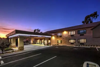 an empty parking lot in front of a hotel at Hampton by Hilton Encinitas-Cardiff Encinitas, CA near Del Mar in Encinitas